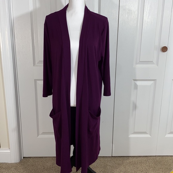 Zenana Outfitters Sweaters - Zenana Premium Purple Long Cardigan Size 3X